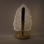 Stylish LED lamp with intricate leaf design shade