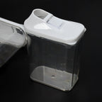 CookAura 3-piece set of transparent kitchen storage jars from an angle.
