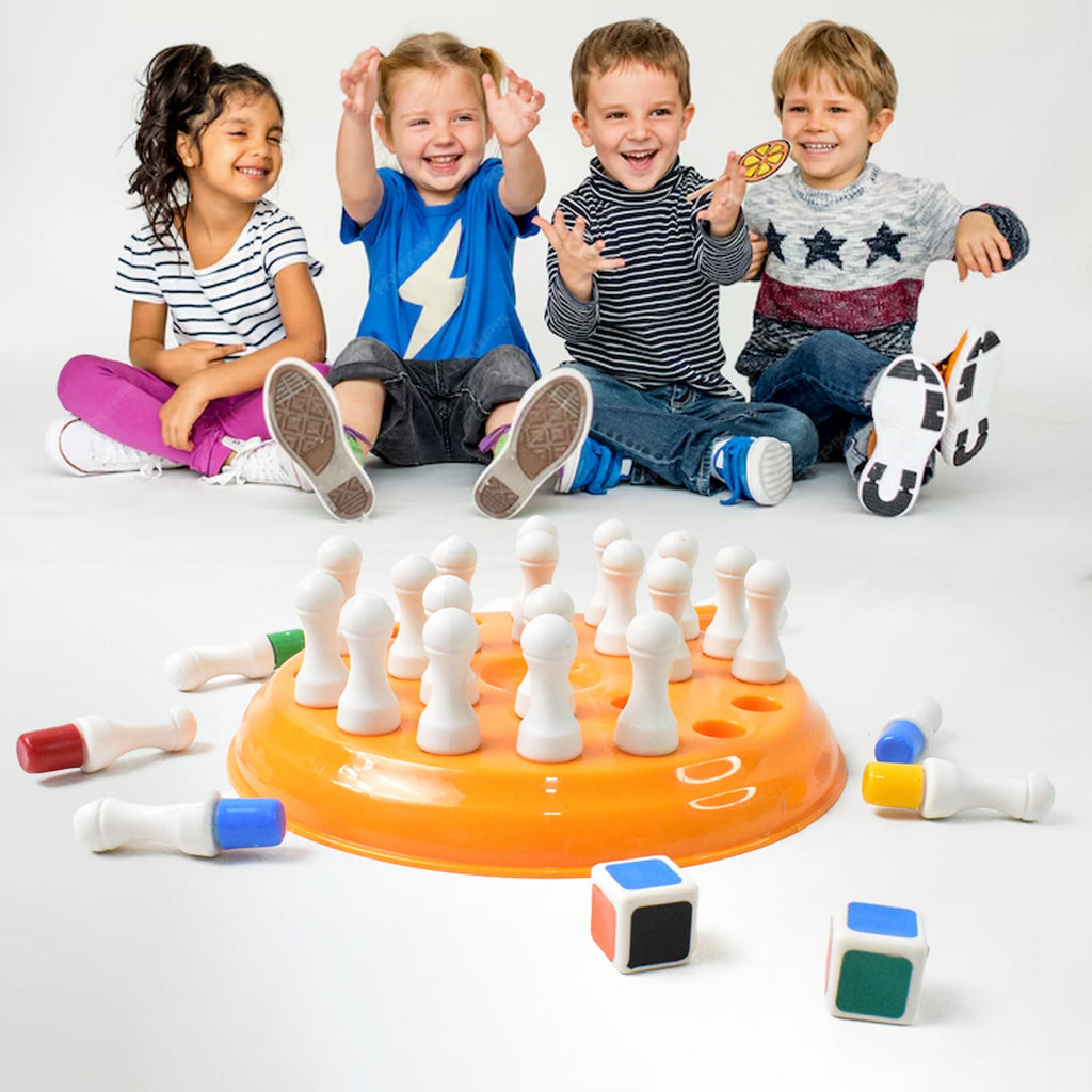 Strategy chess game with plastic colorful pegs in use