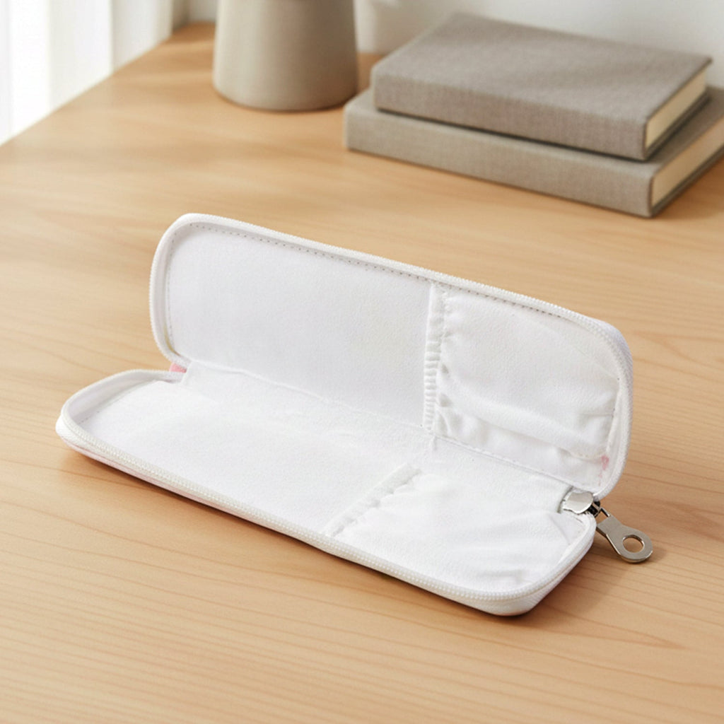Hand holding portable zip closure makeup brush pouch
