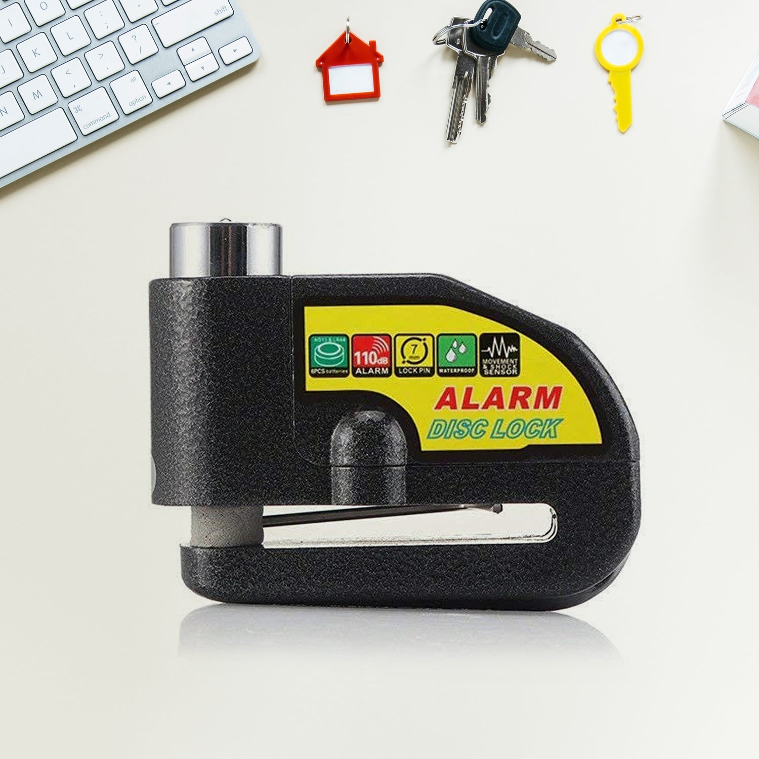 Internal components of motorbike alarm disc lock