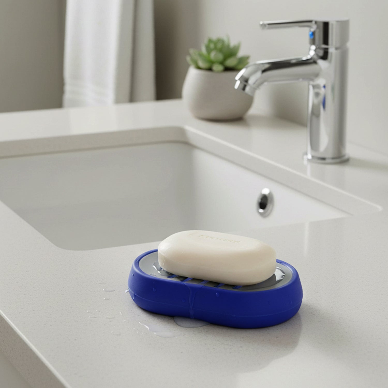 Soap case tray for wet areas with drainage slots