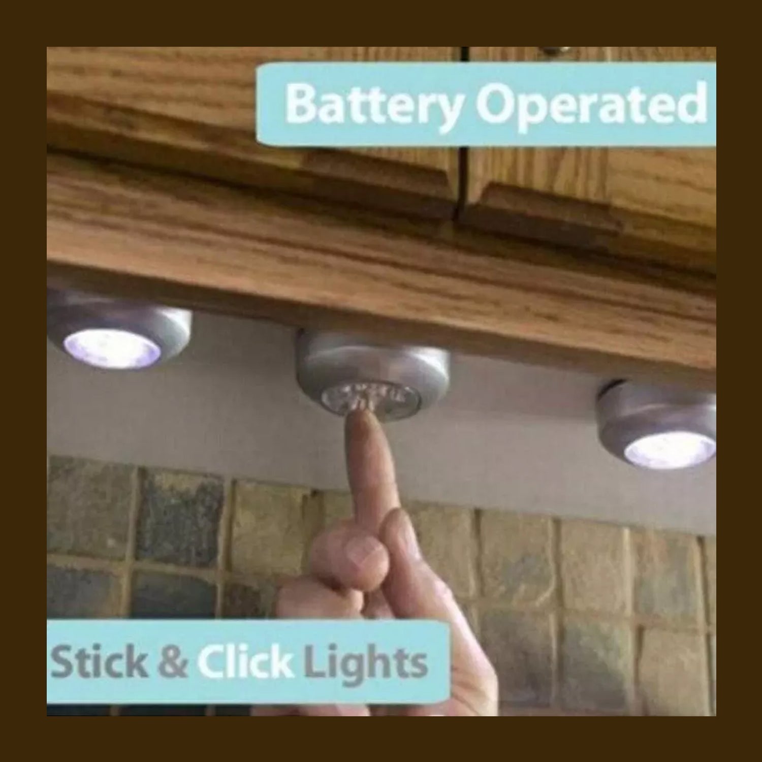 Battery-operated LED touch lamp providing soft light in a bedroom.