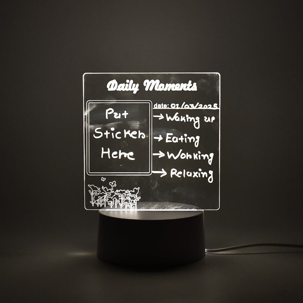 Styleva 3D acrylic decorative lamp on a wooden desk, showcasing its warm glow.