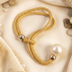 Fancy curtain band with braided rope and pearl accent for living room