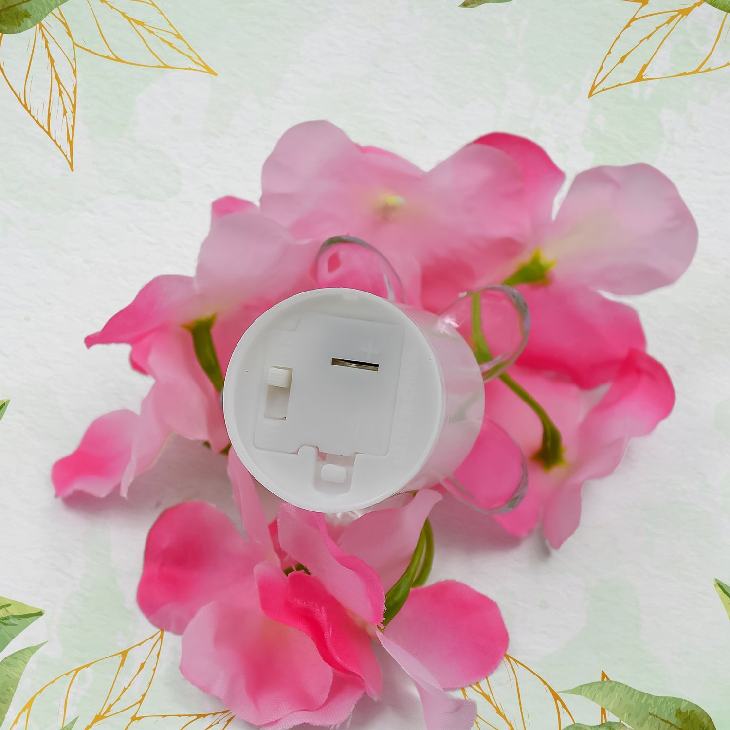 LED flower vase lamp with a ruler for scale, showing its compact dimensions for easy placement.