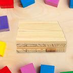 Detailed view of the smooth, non-toxic wooden pattern puzzle pieces and cards.