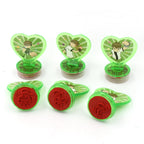 Set of six colorful heart-shaped kids reward stamps for motivation.