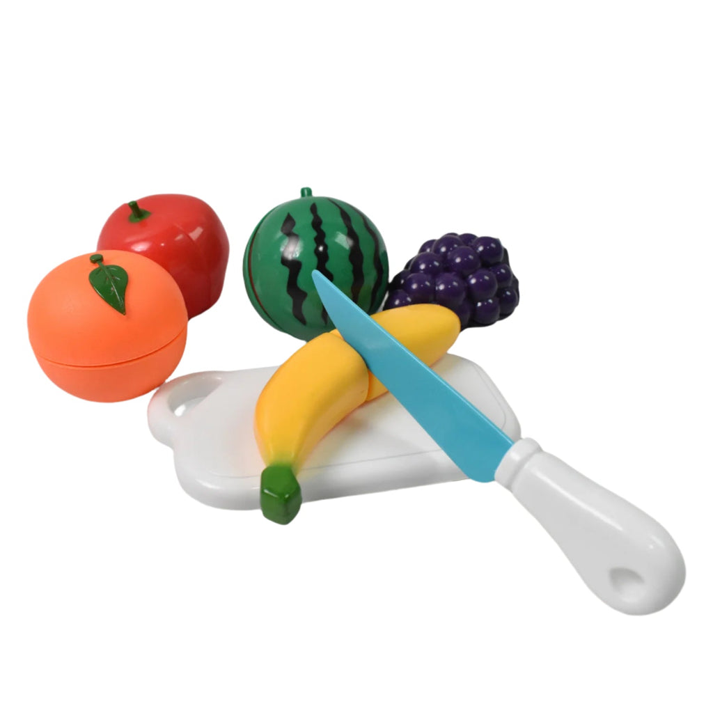 Assortment of educational toy fruits from the sliceable set, promoting learning.