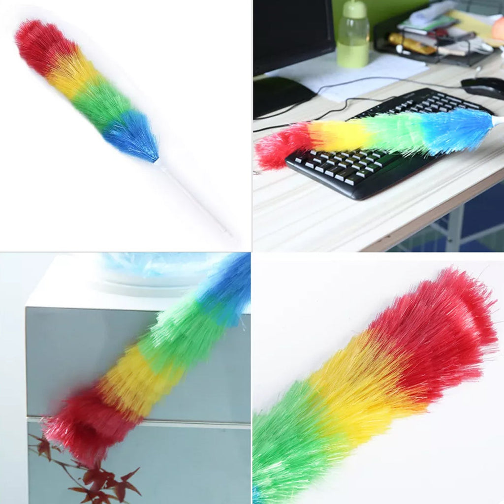 Side view of the colourful microfiber dusting stick.