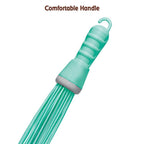 Broom with strong hard bristles, ensuring thorough and effective floor scrubbing.