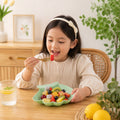Colorful kids serving tray in cartoon shape with handle for easy serving