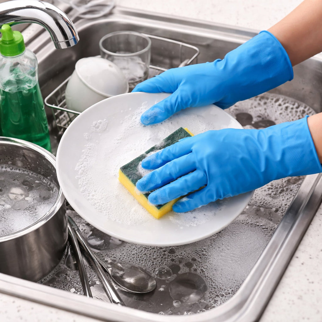 Protective gloves suitable for kitchen and cleaning use