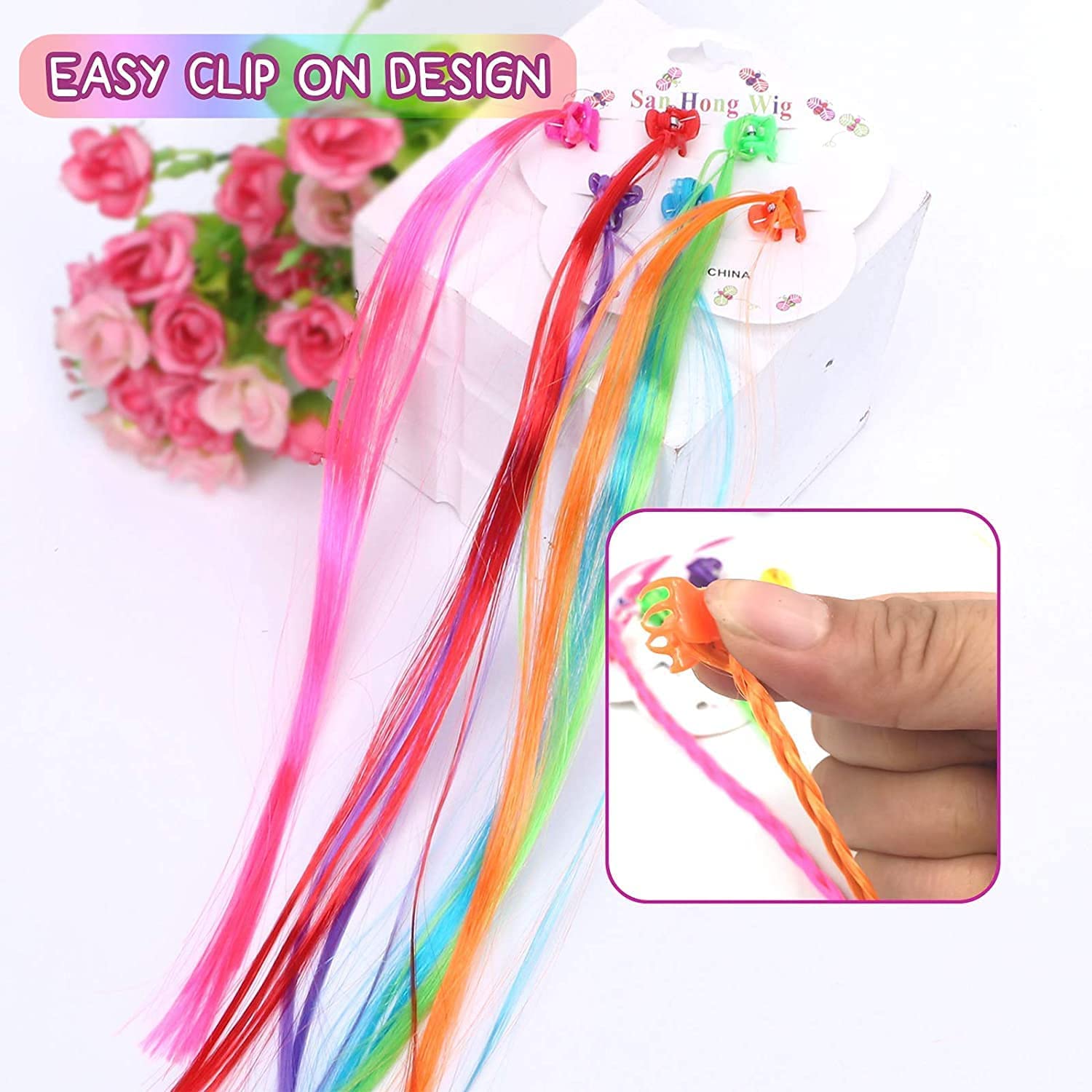 Mix color clip-in braids for kids hair accessories