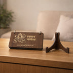 Side profile of compact wooden Hanuman Chalisa flip book