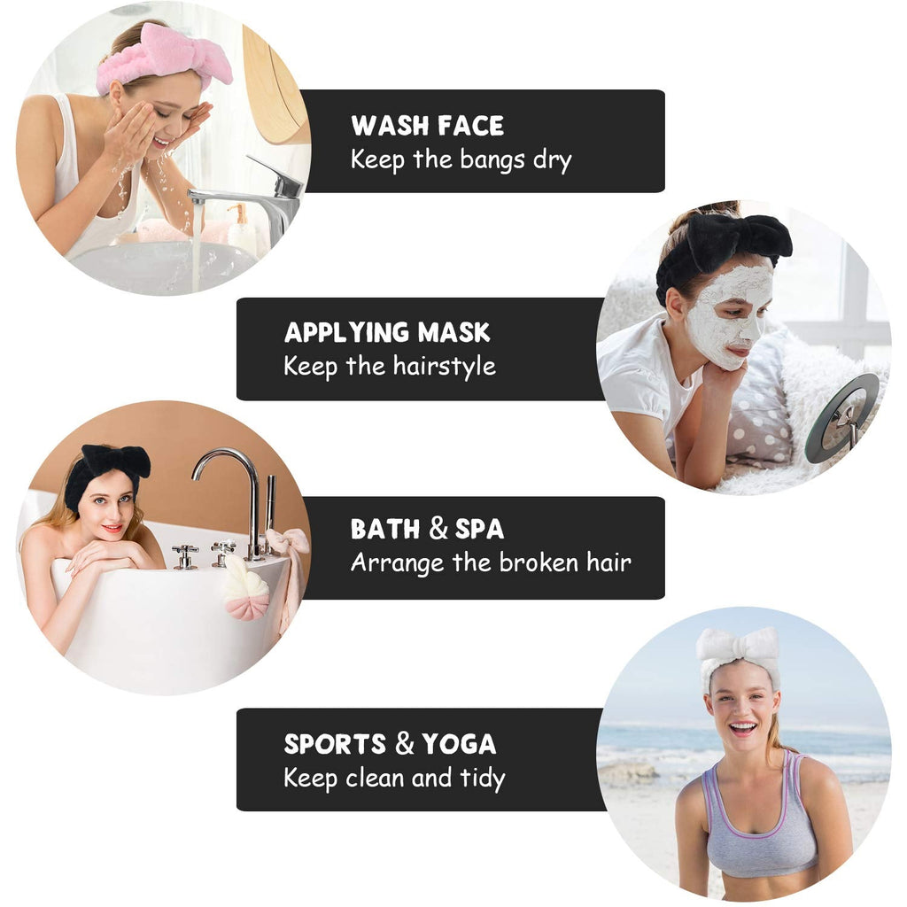 Comfortable plush spa headband worn during makeup application