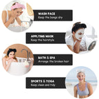 Comfortable plush spa headband worn during makeup application