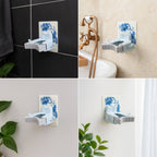 Side hook on mop and broom holder clip holding small cleaning accessories