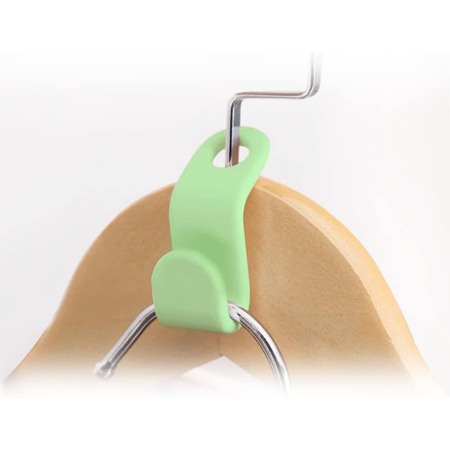 Close-up view showing smooth finish of plastic hanger hooks