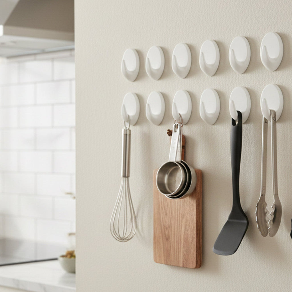 Mount adhesive hooks with peel-and-stick backing on smooth surface