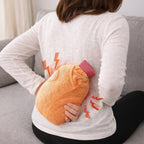 Comfortable hot water bag with soft fabric cover to prevent skin irritation