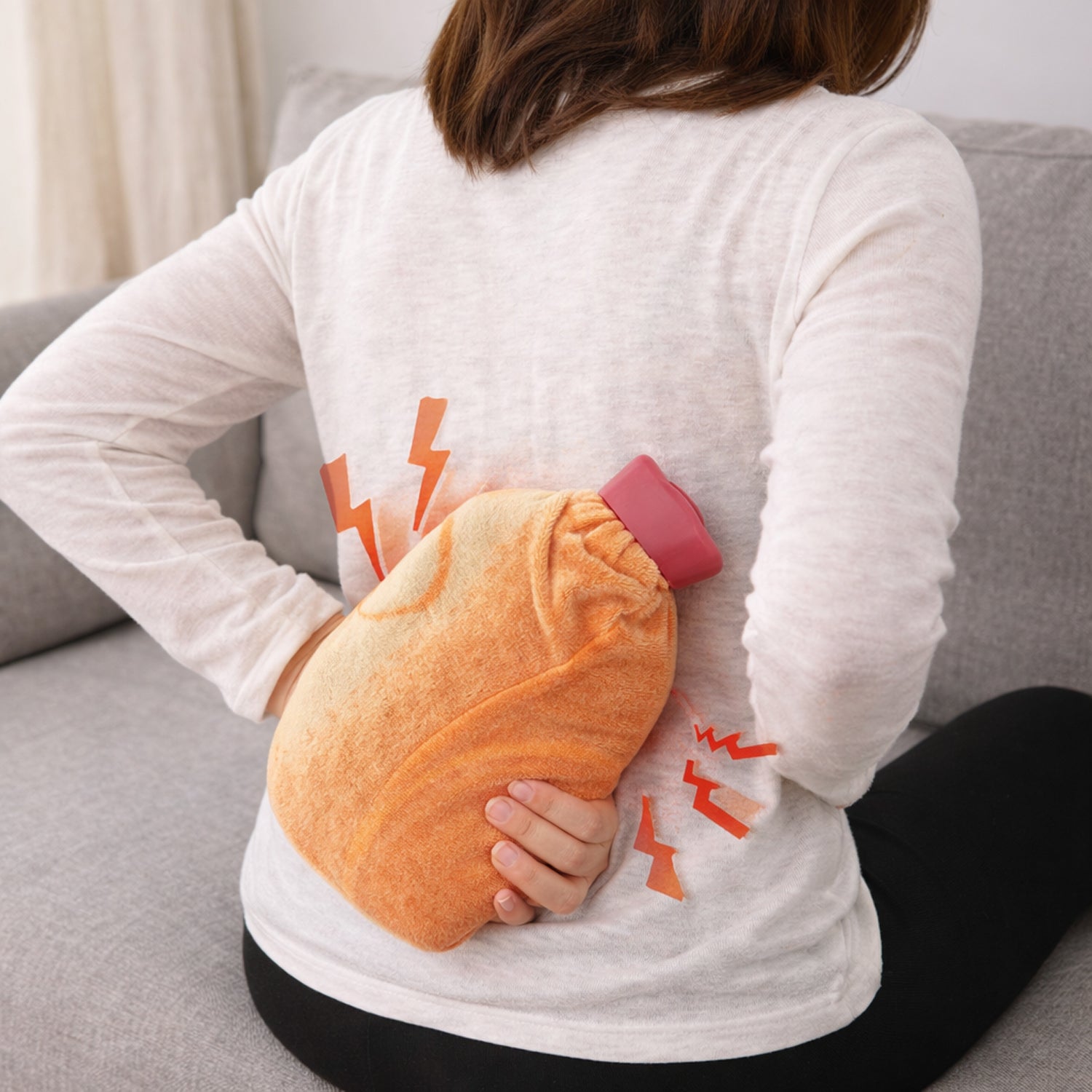 Comfortable hot water bag with soft fabric cover to prevent skin irritation
