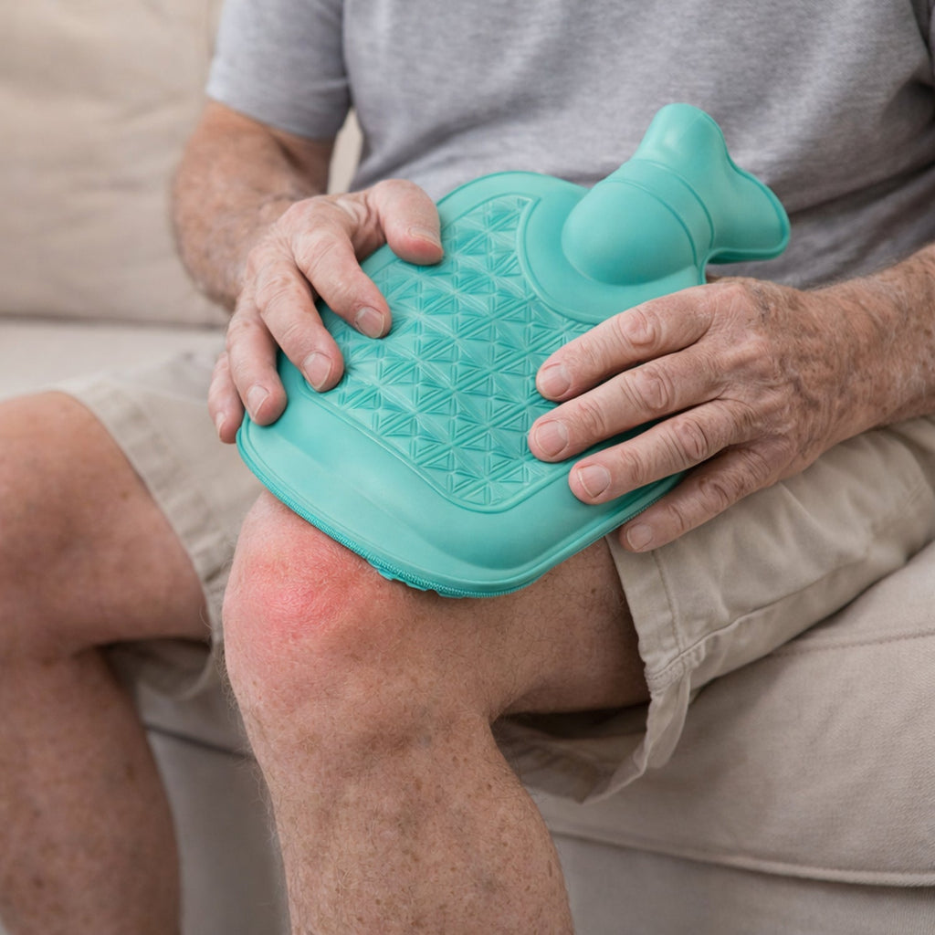 Durable rubber hot water pack providing consistent heat for pain relief