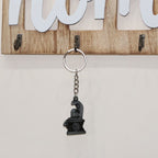 Close-up showing elegant silver finish of Shivling keychain