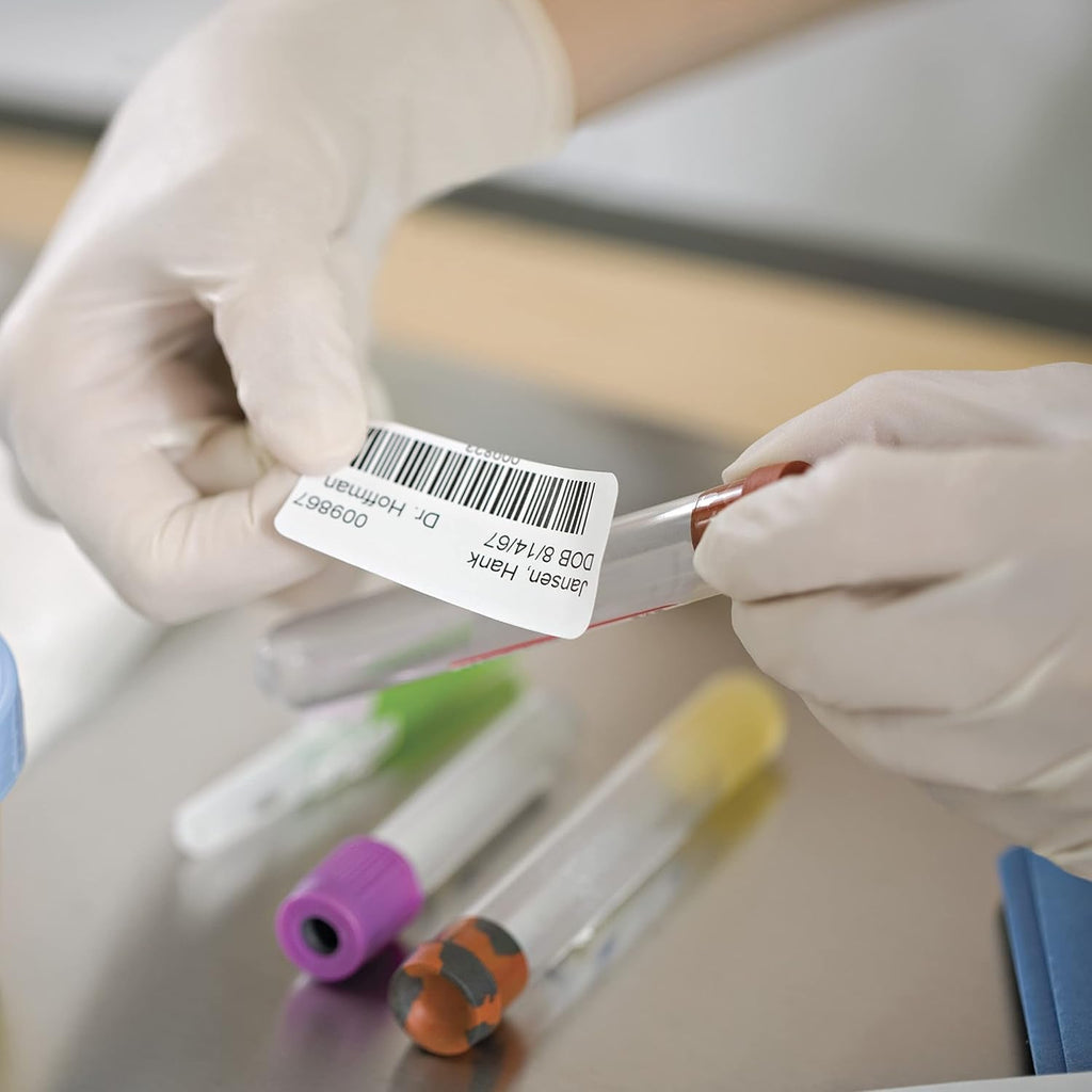 Close-up of white matte self-adhesive label sheet for product labelling