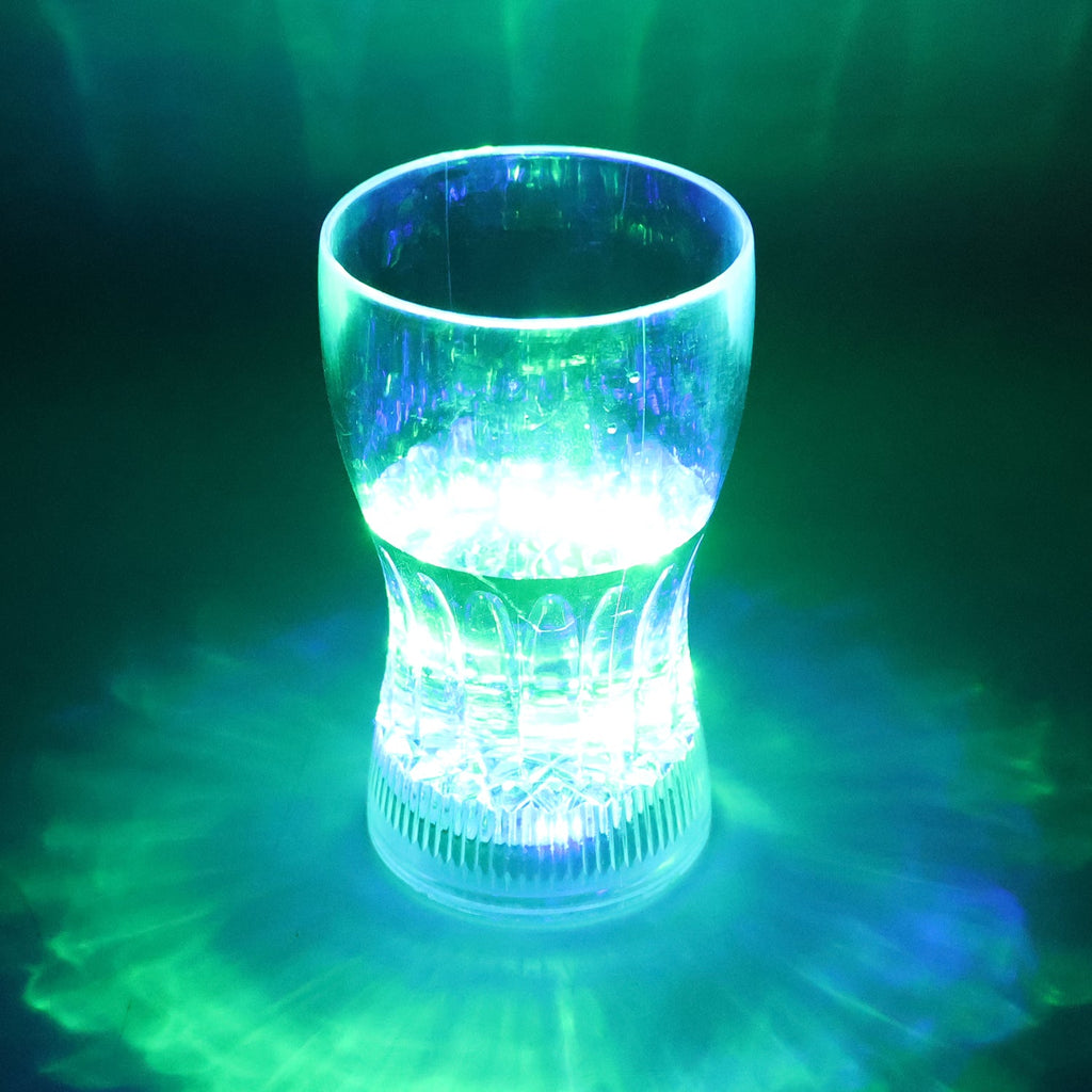 Close-up view of the LED Light Glass showing vibrant changing colors.