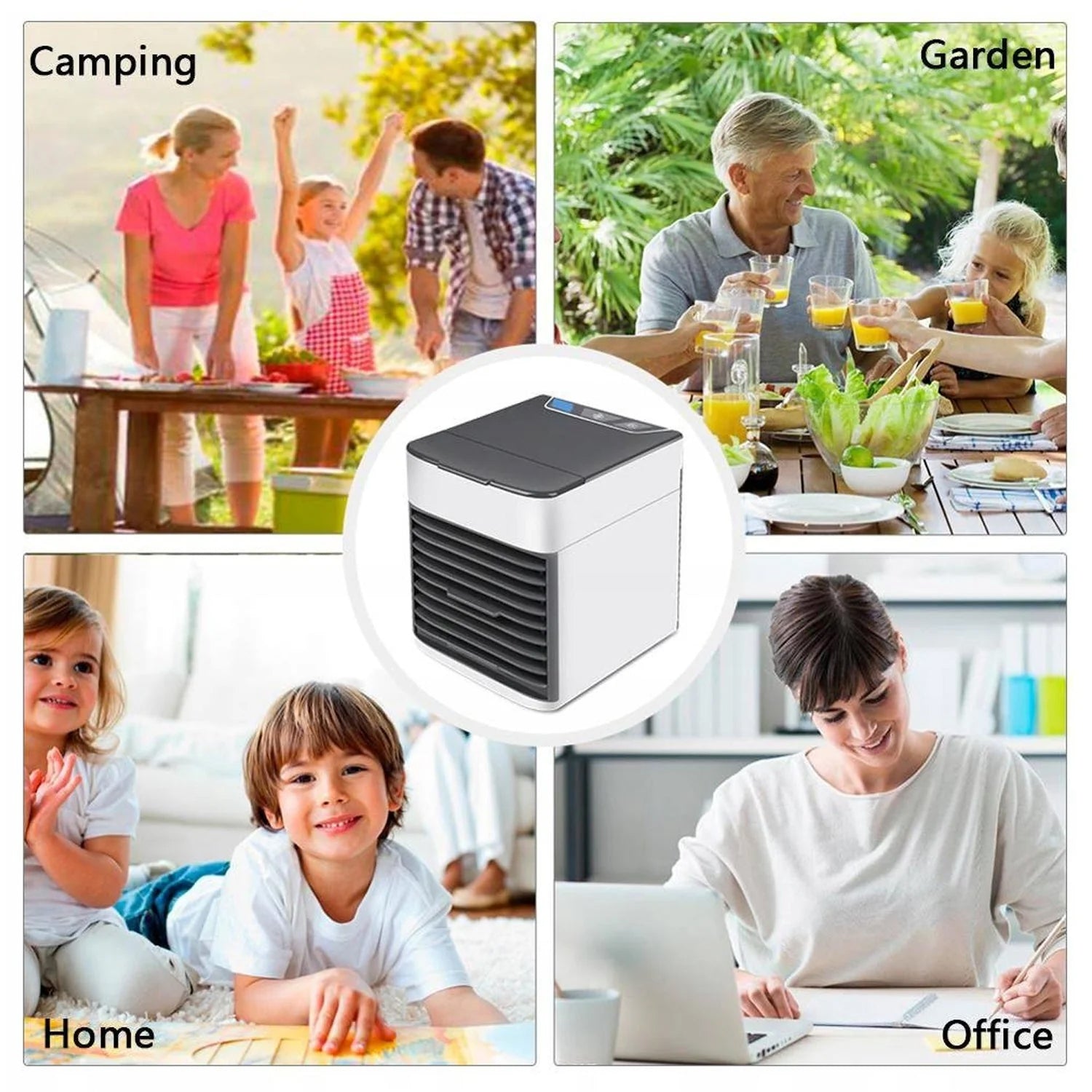 Work desk accessories set including mini air cooler and hydration bottles