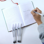 Set of transparent black gel pens ideal for school and office writing
