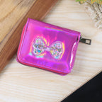 Mini purse style kids wallet with floating glitter and vibrant holographic finish