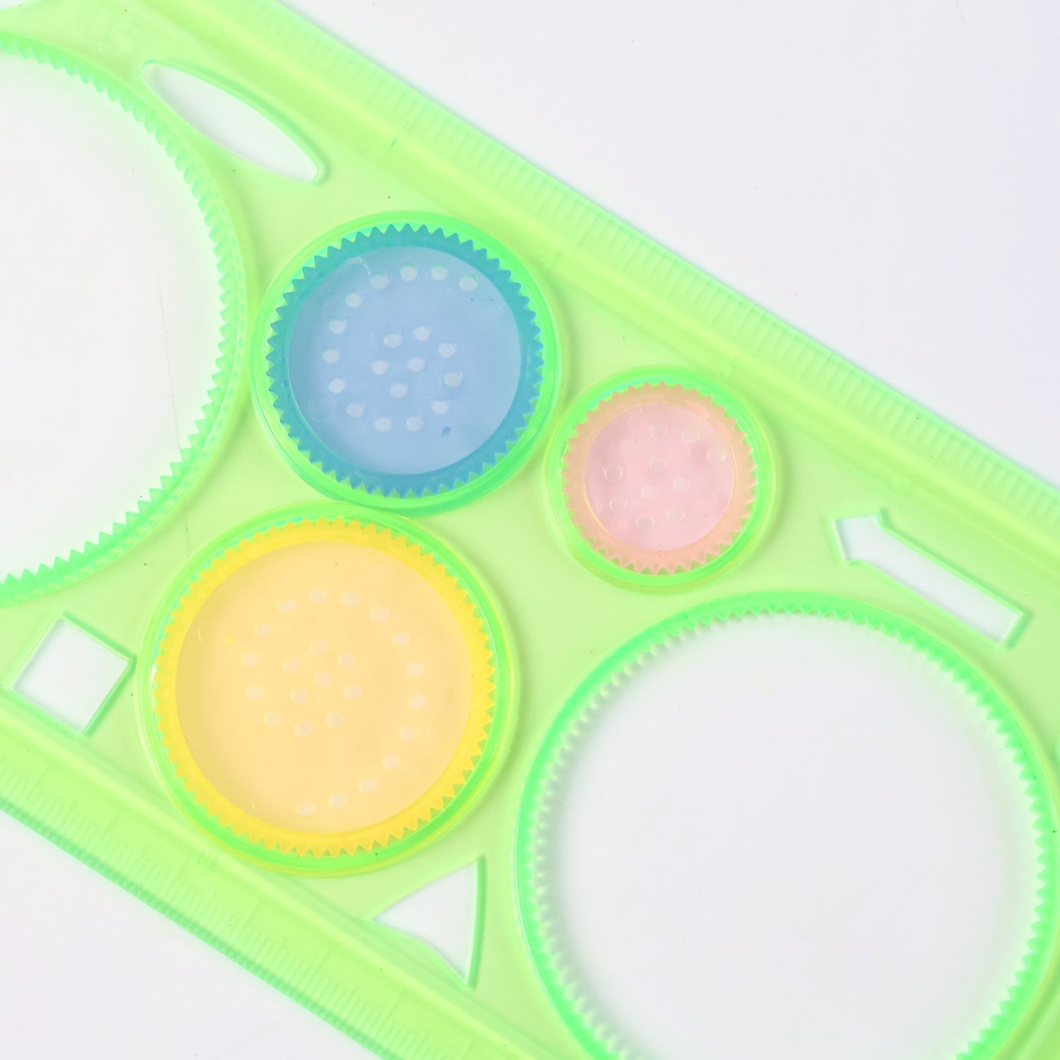 Design ruler spirograph geometry stencil set close-up view