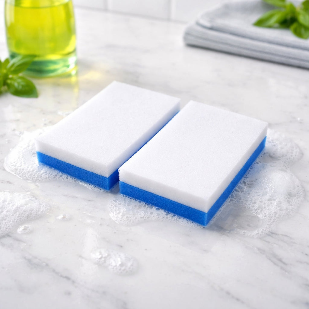 Durable dual texture scrub sponge pad for kitchen grease and stain removal