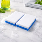 Durable dual texture scrub sponge pad for kitchen grease and stain removal