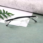 Lightweight rimless reading glasses with flexible temples for secure fit