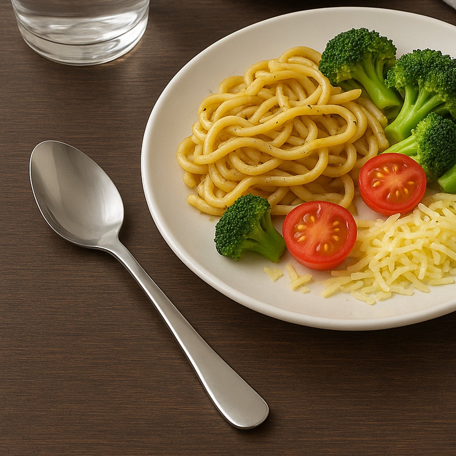 Hand holding the Stainless Steel Dining Spoon, showcasing its ergonomic and comfortable grip.
