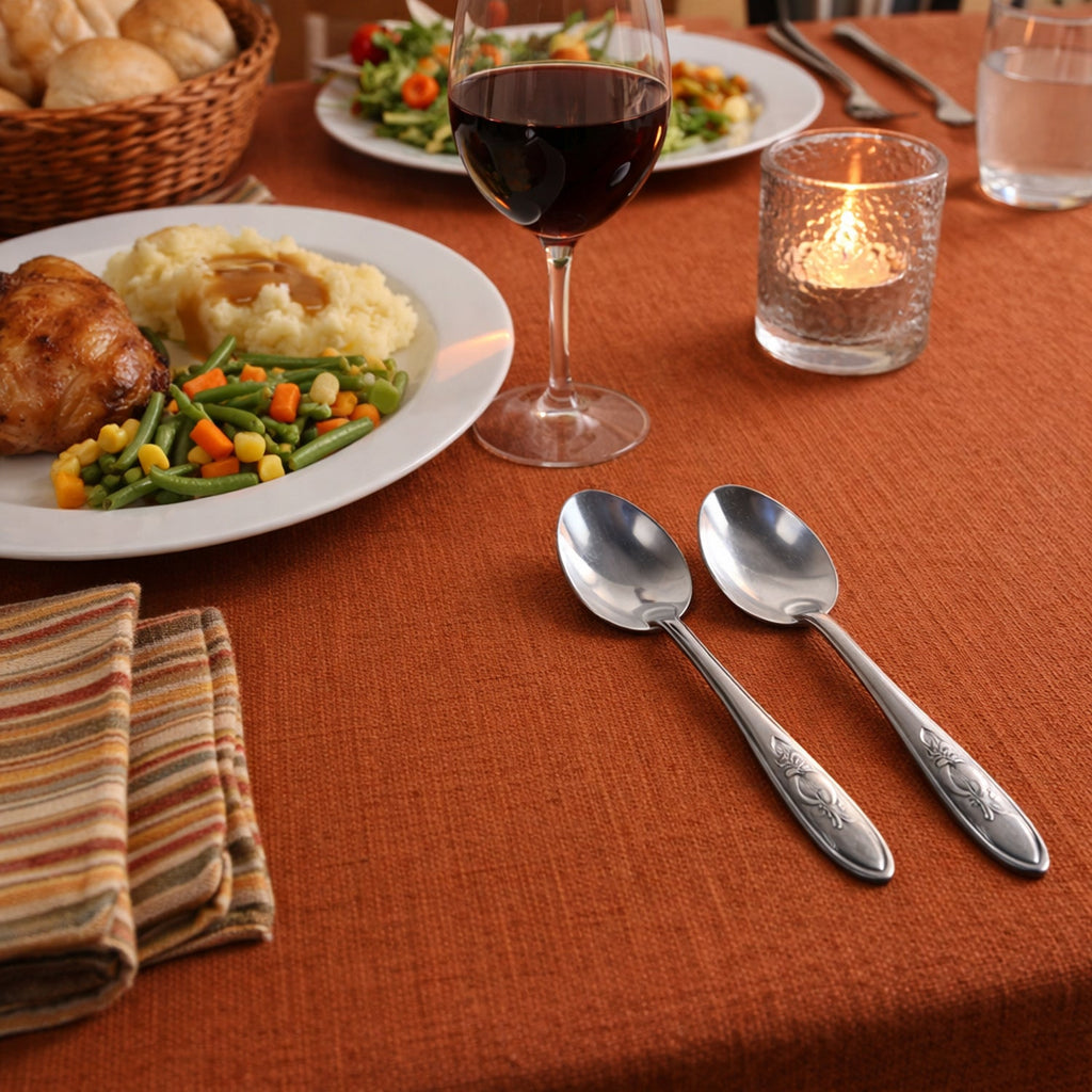 Durable stainless steel dining spoons with long handles