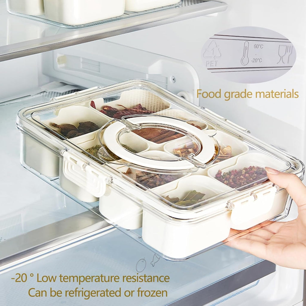 Transparent 6-compartment fridge organizer for food