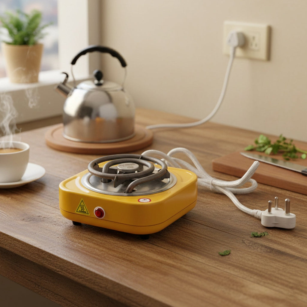Top view of single coil electric hot plate for cooking and warming