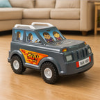 Plastic SUV toy car featuring movable rubber wheels for kids