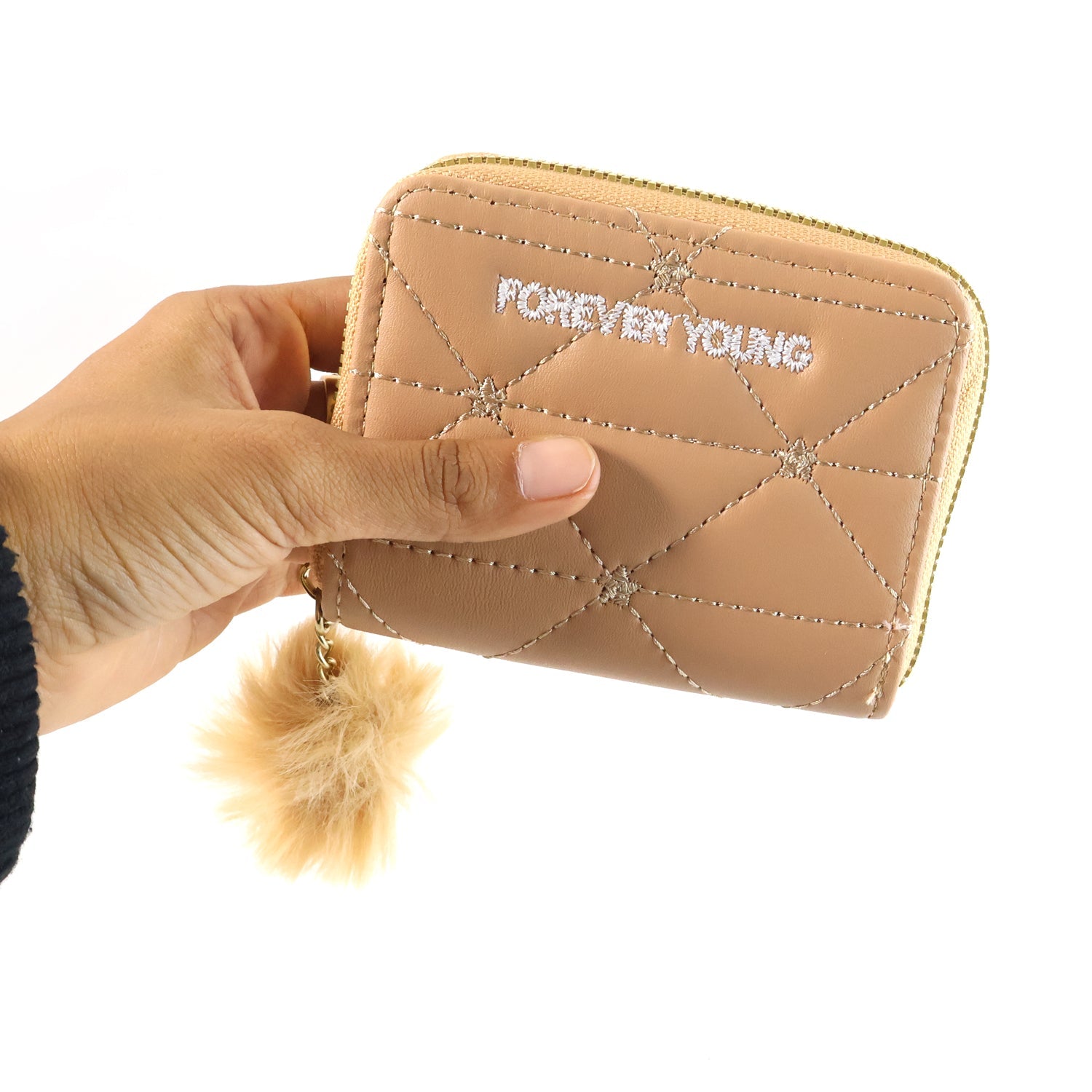 Stylish kids wallet showing soft exterior material and zip puller detail