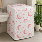 Close-up view of waterproof washing machine cover fabric and zipper