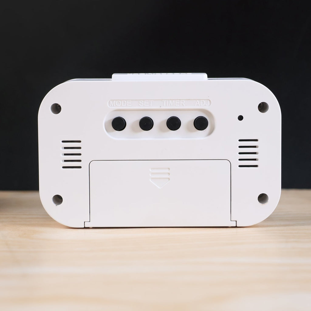 Digital LED alarm clock with soft night light feature