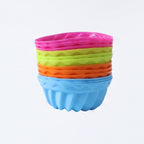 Stacked silicone cupcake cups in bright colors