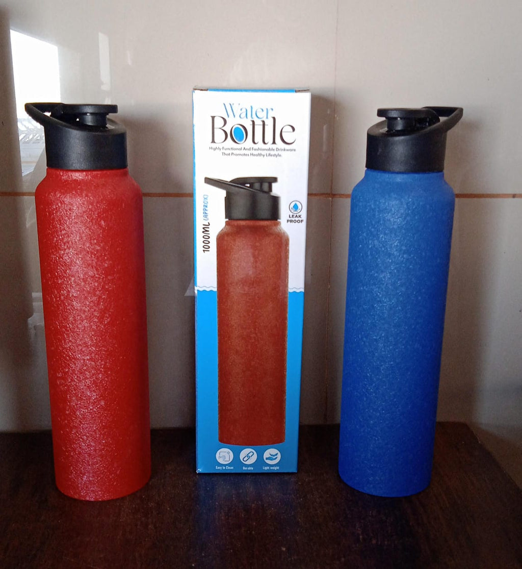 Closeup image of stainless steel water bottle highlighting leakproof cap