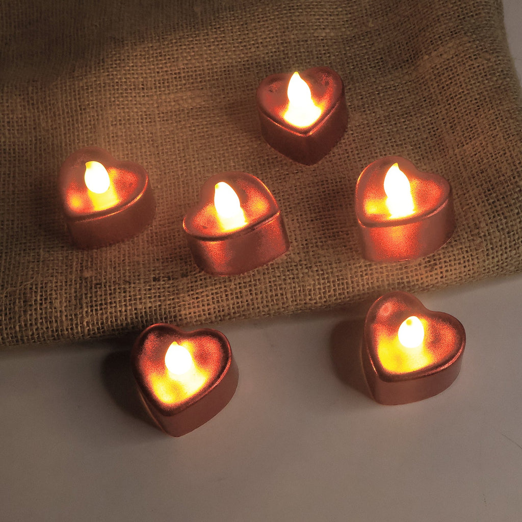 Decorative heart shape LED flameless candles arranged elegantly