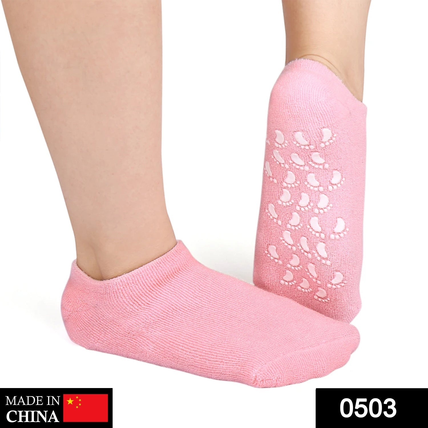 Gel heel socks designed to hydrate dry feet