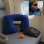 Complete 3-in-1 Air Travel Kit with inflatable pillow, ear buds, and eye mask from PillowTrek.